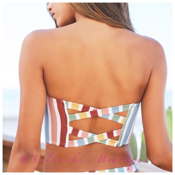 🔥 LA Hearts Stripe Aster  Bandeau Bikini Top NWT - Picture 4 of 9